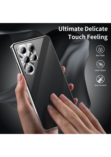 Samsung Galaxy S25 Ultra Kılıf Anti-Casus Çift Taraflı Temperli Cam Manyetik Telefon Kılıfı-Yeşil (Yurt Dışından)