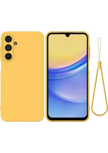 Samsung Galaxy F16 5g/galaxy M16 5g Sıvı Silikon Kılıf Telefon Arka Kapağı El Kayışı Ile-Sarı (Yurt Dışından)