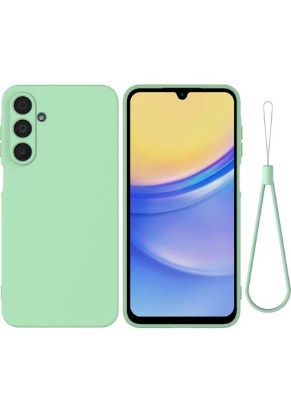 Samsung Galaxy F16 5g/galaxy M16 5g Sıvı Silikon Kılıf Telefon Arka Kapağı El Kayışı Ile-Yeşil (Yurt Dışından)