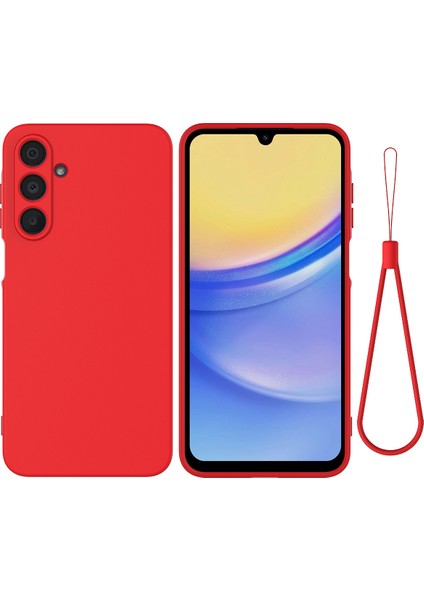 Samsung Galaxy F16 5g/galaxy M16 5g Sıvı Silikon Kılıf Telefon Arka Kapağı El Kayışı Ile-Kırmızı (Yurt Dışından)