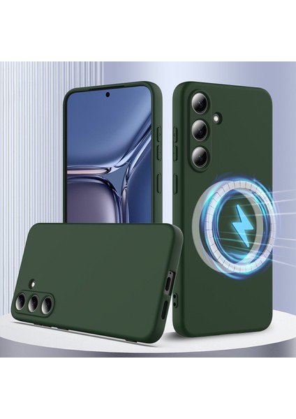 Samsung Galaxy S25+ Kılıf Magsafe Sıvı Silikon Telefon Kılıfı ile Uyumlu Kordonlu-Koyu Yeşil (Yurt Dışından) fiyatları