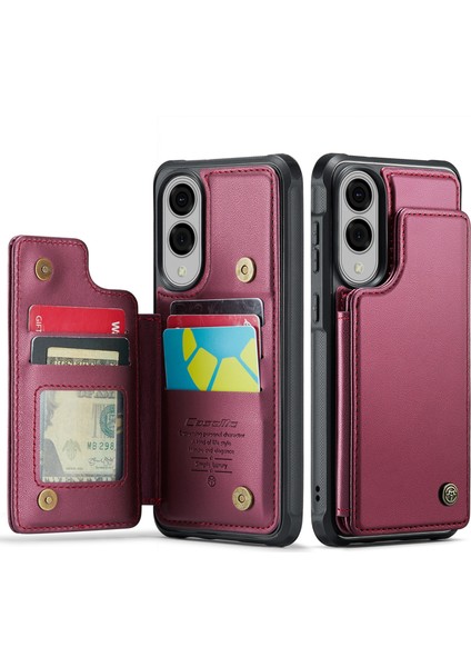 Samsung Galaxy S25 Edge Telefon Kılıfı Caseme C22 Deri Arka Kapak Rfıd Engelleme Kart Yuvaları Ile-Kırmızı (Yurt Dışından) fiyatları