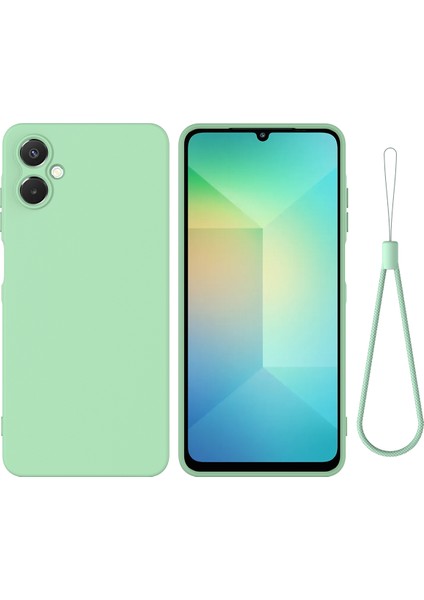 Samsung Galaxy A06 5g Sıvı Silikon Kılıf Telefon Arka Kapağı El Kayışı Ile-Yeşil (Yurt Dışından)