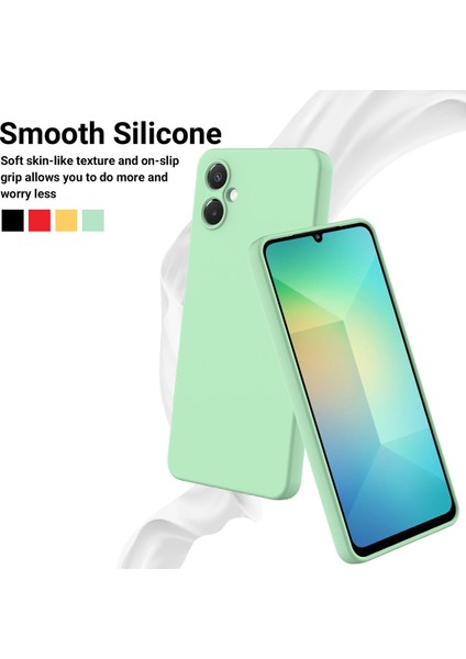 Samsung Galaxy A06 5g Sıvı Silikon Kılıf Telefon Arka Kapağı El Kayışı Ile-Yeşil (Yurt Dışından) modelleri