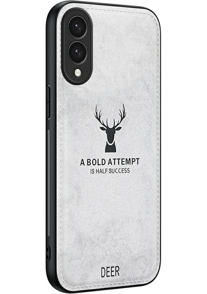 Samsung Galaxy S25 Edge Kılıfı Geyik Desenli Kumaş Doku Pu+Pc+Tpu Telefon Kılıfı-Gri (Yurt Dışından)