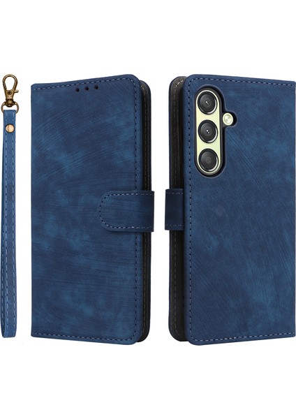 Samsung Galaxy S25+KILIF Cüzdan Rfıd Engelleme Pu Deri Kılıf Görüntüleme Standı-Mavi (Yurt Dışından)
