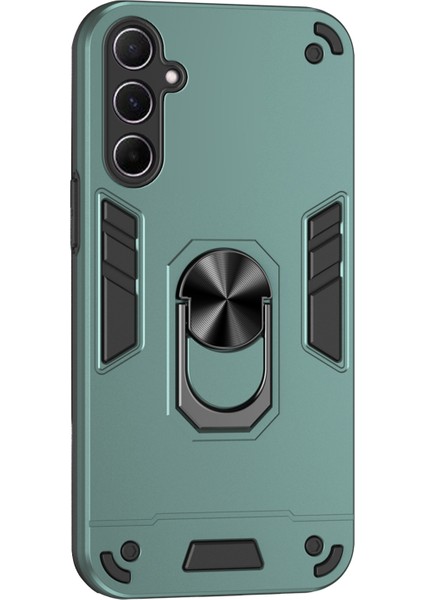 Samsung Galaxy A56 5g Kılıf Pc+Tpu Drop Defend Telefon Kılıfı Halkalı Ayaklık-Yeşil (Yurt Dışından)