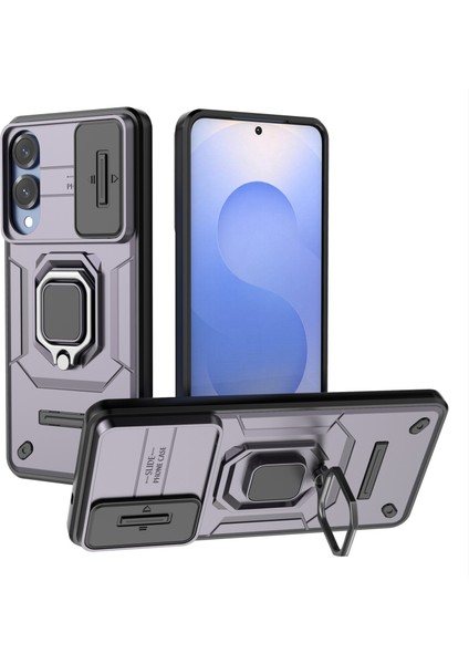 Samsung Galaxy S25 Edge Kılıf Pc+Tpu Kickstand Telefon Koruyucu Lens Kapağı Ile-Mor (Yurt Dışından)