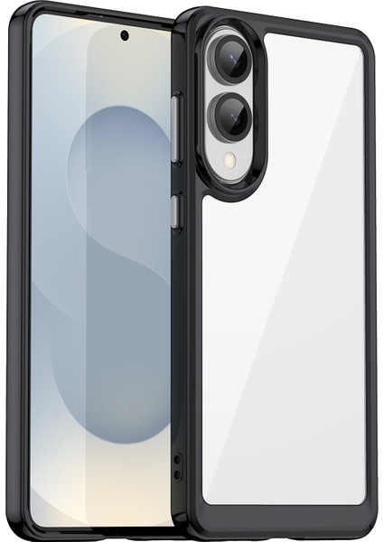 Samsung Galaxy S25 EDGE/S25 Slim Kılıf Tpu+Akrilik Koruyucu Şeffaf Telefon Kılıfı-Siyah (Yurt Dışından)