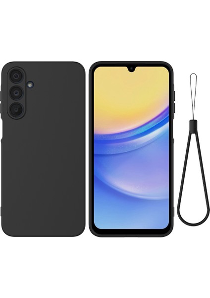 Samsung Galaxy F16 5g/galaxy M16 5g Sıvı Silikon Kılıf Telefon Arka Kapağı El Kayışı Ile-Siyah (Yurt Dışından)