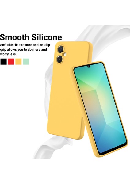 Samsung Galaxy A06 5g Sıvı Silikon Kılıf Telefon Arka Kapağı El Kayışı Ile-Sarı (Yurt Dışından) modelleri