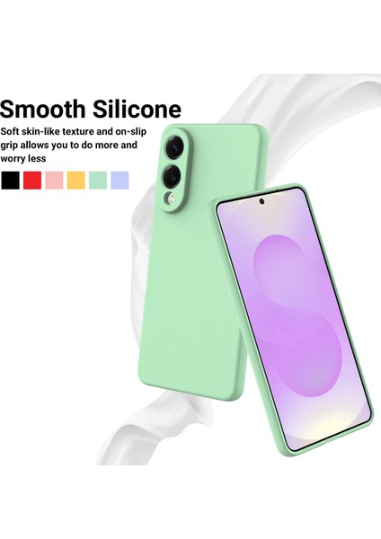 Samsung Galaxy S25 Edge Sıvı Silikon Kılıf Telefon Arka Kapağı El Kayışı Ile-Yeşil (Yurt Dışından) modelleri