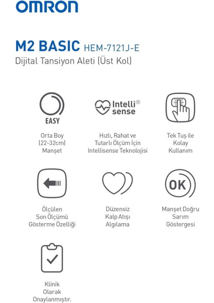 Seddar Collection Omron M2 Basic HEM-7121J-E Tansiyon Aleti 2 Adet