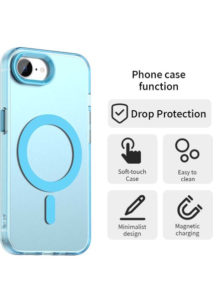 iPhone 16E Kılıfı Için Magsafe Anti Drop Hibrit Telefon Arka Kapağı ile Uyumlu-Mavi (Yurt Dışından)