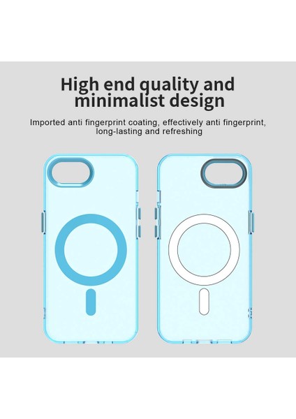 iPhone 16E Kılıfı Için Magsafe Anti Drop Hibrit Telefon Arka Kapağı ile Uyumlu-Mavi (Yurt Dışından)