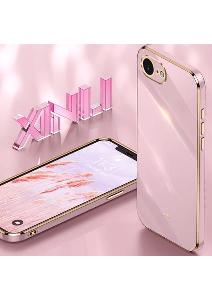Xınlı iPhone 16E Kılıf Tpu Telefon Kılıfı Galvanik Çerçeveli-Pembe (Yurt Dışından)
