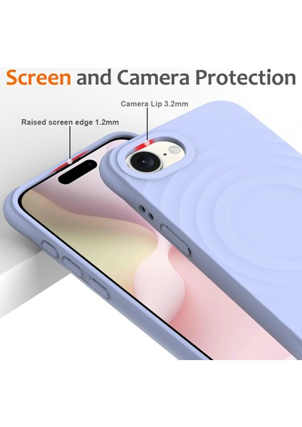 iPhone 16E Kılıfı Için Magsafe Ripple Doku Sıvı Silikon Koruyucu Kılıf ve Kayış-Mor ile Uyumlu (Yurt Dışından)