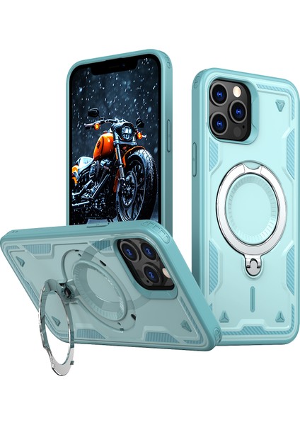 iPhone 13 Pro Max/12 Pro Max Kılıfı Magsafe Askeri Koruma Pc+Tpu Kickstand Telefon Kılıfı ile Uyumlu-Bebek Mavisi (Yurt Dışından)