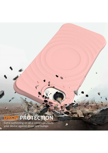 iPhone 16E Kılıfı Için Magsafe Ripple Doku Sıvı Silikon Koruyucu Kılıf Kayışlı-Pembe ile Uyumlu (Yurt Dışından)