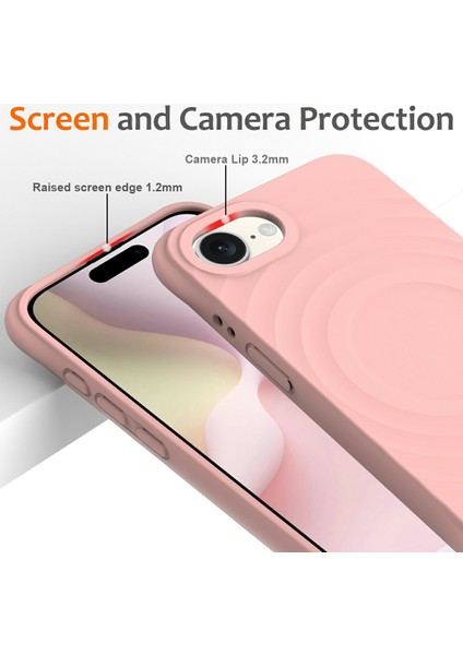 iPhone 16E Kılıfı Için Magsafe Ripple Doku Sıvı Silikon Koruyucu Kılıf Kayışlı-Pembe ile Uyumlu (Yurt Dışından)