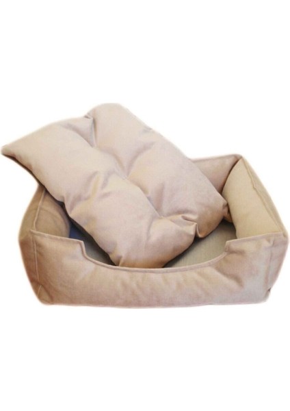 Konforlu 50x40 cm krem yatak, yumuşak yüzey, yüksekliği 20 cm, beyaz renkli ev yatağı fiyatları
