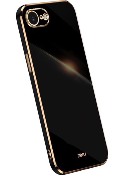 Xınlı iPhone 16E Kılıf Tpu Telefon Kılıfı Galvanik Çerçeveli-Siyah (Yurt Dışından)