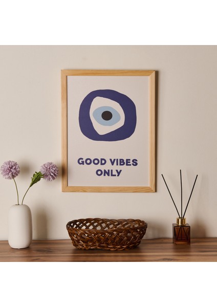 Deco Good Vibes Only Duvar Panosu - Mavi / Beyaz - 30X40 cm fiyatları