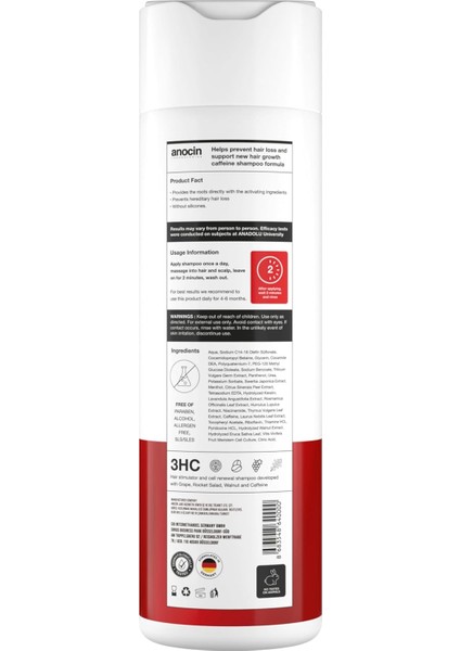 Bitkisel, Parfümsüz, Tuzsuz Sülfatsız Şampuan (Anti Hairloss) 250 ml