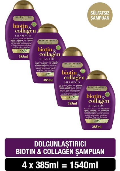 Dolgunlaştırıcı Biotin & Kolajen Şampuan (4 x 385 Ml)