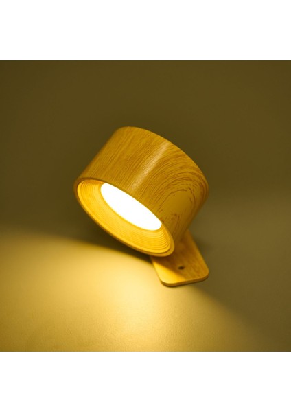 Şarjlı Taşınabilir LED Duvar Aplik - Kahverengi - 9X6X11 cm
