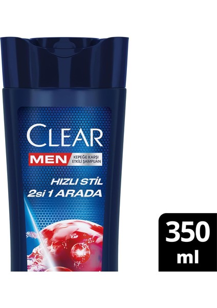 Men Şampuan Hızlı Stil 2'si 1 Arada Kolay Şekil Alan Saçlar 350 ml Mavi