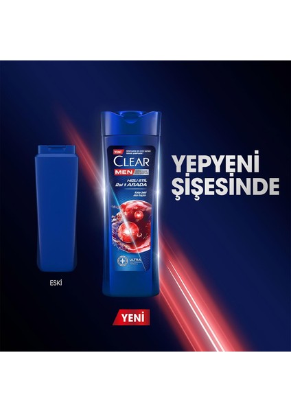 Men Şampuan Hızlı Stil 2'si 1 Arada Kolay Şekil Alan Saçlar 350 ml Mavi