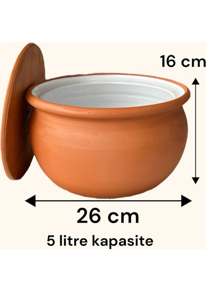 Sırlı Doğal Toprak Kapaklı Yoğurt Mayalama Güveci-Tenceresi Büyük Boy 5 Litre modelleri