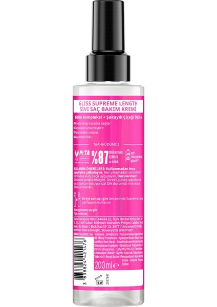 Supreme Length Koruyucu Sıvı Saç Bakım Kremi - Biotin Kompleksi ve Şakayık Çiçeği Özü ile 200 ml