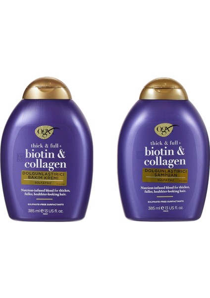Biotin & Kolajen Sülfatsız Şampuan + Saç Bakım Kremi, 385 ml