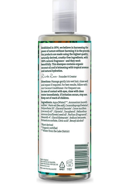Coconut / %99 Doğal İçerikli Şampuan-Nemlendirici Hindistan Cevizi Normal&kuruya Dönük Saçlar İçin fiyatları