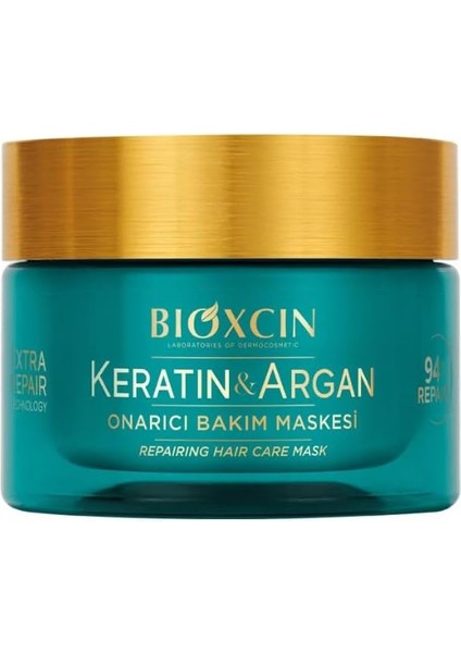 Keratin & Argan Onarıcı Saç Bakım Maskesi 225 ml - Yıpranmış ve Hassas Saçlar Botoks Etkili