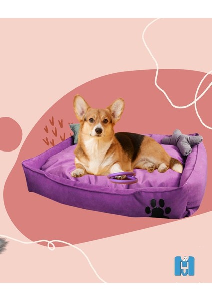 Büyük Boy El Yapımı Yıkanabilir Rahat Yatak, Mor, 100 cm yükseklik, şık tasarım