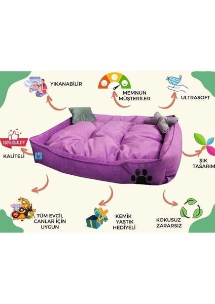 Büyük Boy El Yapımı Yıkanabilir Rahat Yatak, Mor, 100 cm yükseklik, şık tasarım fiyatları