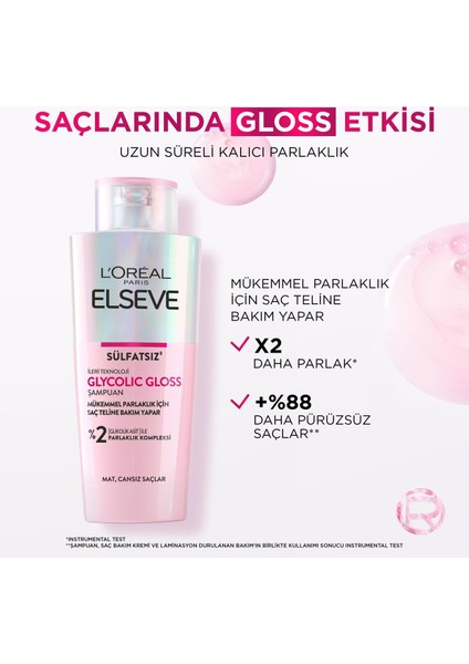 Elseve Glycolic Gloss Mükemmel Parlaklık İçin Bakım Yapan Şampuan 200 ml