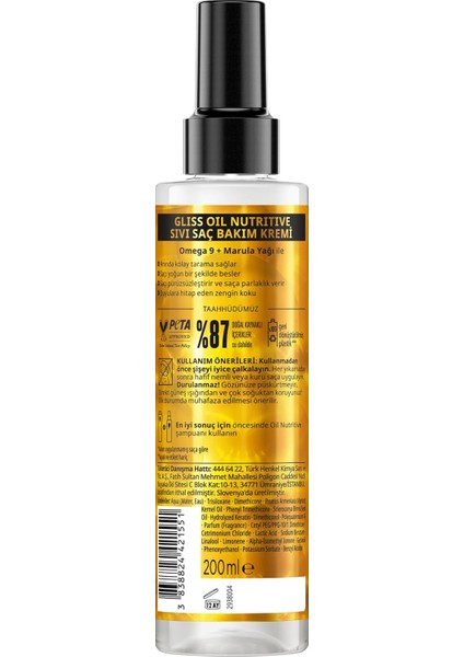 Oil Nutritive Sıvı Saç Bakım Kremi 200 ml modelleri