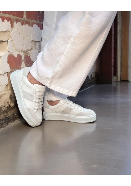 Celestia Hakiki Deri Basic Beyaz Kadın Sneaker