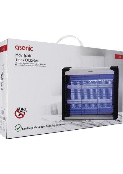 Asonic AS-A29 Büyük Boy 6W+ 2000V Zincir Askısılı Iki Ledli Sinek Öldürücü