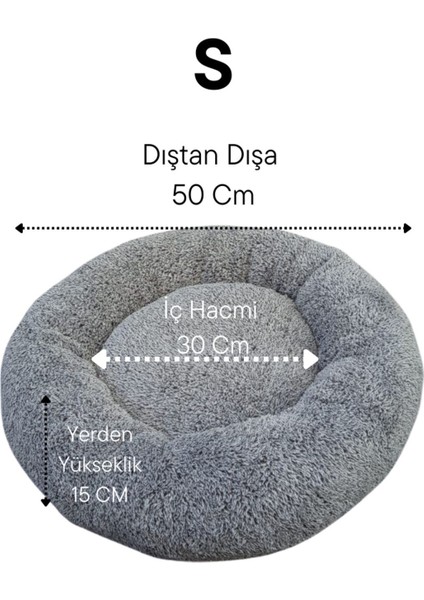 Yumuşak Peluş Kedi ve Köpek Yatağı, Rahat Uyku İçin Gri Simit Yatak, 15 cm fiyatları