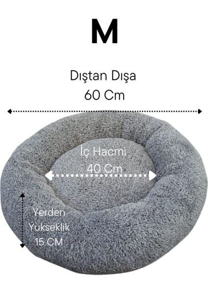 Yumuşak Peluş Kedi ve Köpek Yatağı, Rahat Uyku İçin Gri Simit Yatak, 15 cm modelleri