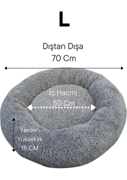 Yumuşak Peluş Kedi ve Köpek Yatağı, Rahat Uyku İçin Gri Simit Yatak, 15 cm fırsatları
