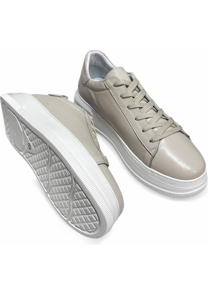 Nova Bej Hakiki Deri Basic Kadın Sneaker
