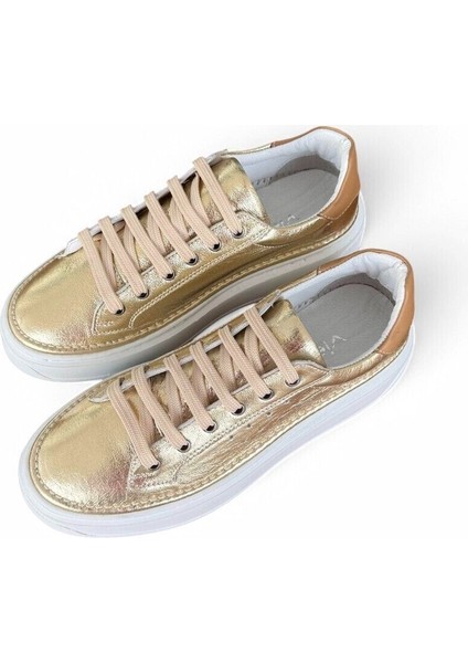 Ravella Hakiki Deri Basic Gold Kadın Sneaker modelleri