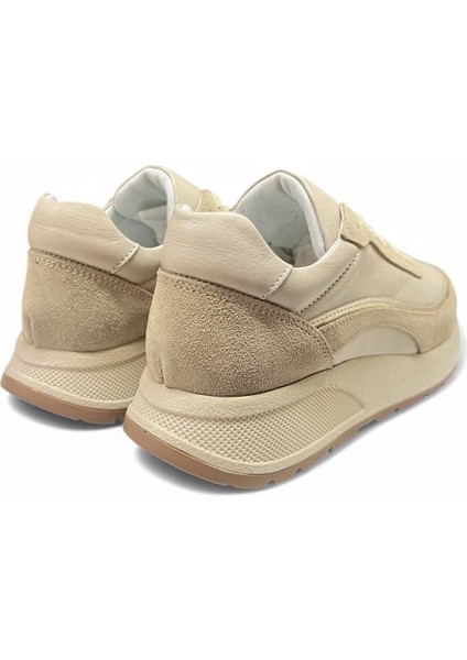 Terra Bej Hakiki Deri Fashion Kadın Sneaker