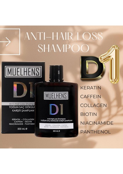 D1 Yoğun Saç Şampuan, Keratin, Kollajen, Kafein, Biotin, Niasinamid, Panthenol Içerir, 500 ml fırsatları